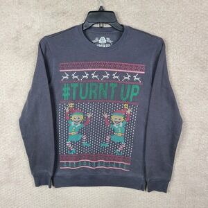 American Rag‎ Cie Sweater Mens Small Gray Ugly Christmas Turnt Up Holiday Funny